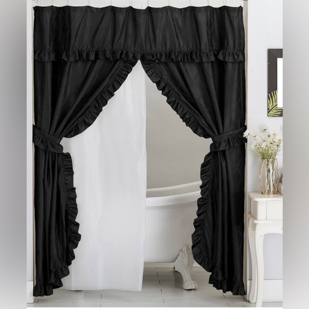 Fancy ruffle shower curtain
